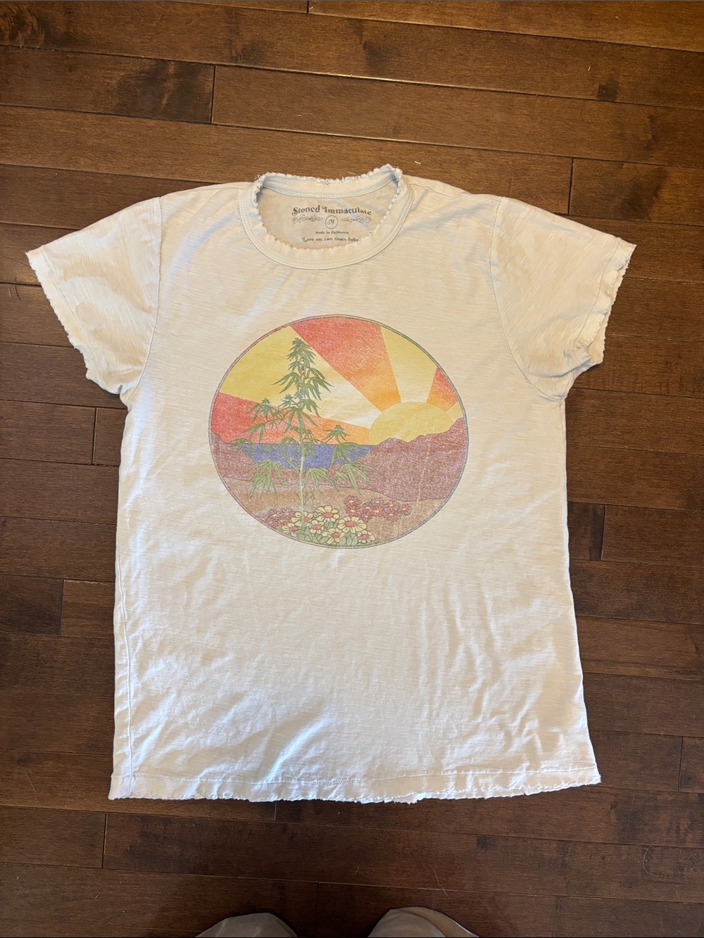 Stoned Immaculate baby blue Tee with Sunset Circle Graphic